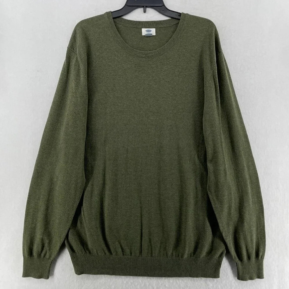 Old Navy Sweater Men's Sz XL Green Knitted Plain Round Neck Ribbed Hem Pullover - Picture 1 of 12